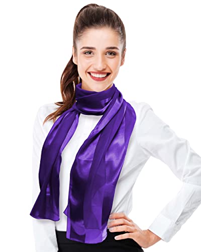 CBC Crown Women's Silk Feel Solid Color Satin Striped 13" x 60" Fashion Shawl Scarf3