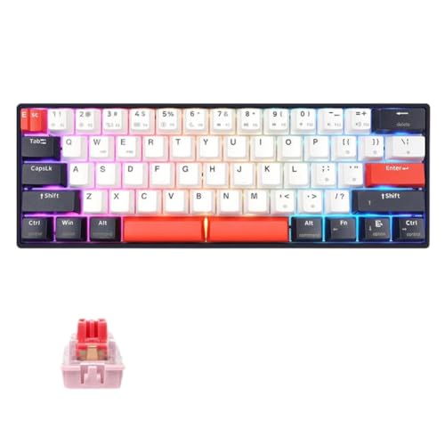 �L�[�{�[�h GK61 QMK VIA �L���Q�[�~���O���J�j�J�� RGB �o�b�N���C�g�T�C�����g�G�o�X�C�b�`�z�b�g�X���b�v�\ PBT �L�[�L���b�v�R���s���[�^�ƌ݊���(Rose Red)