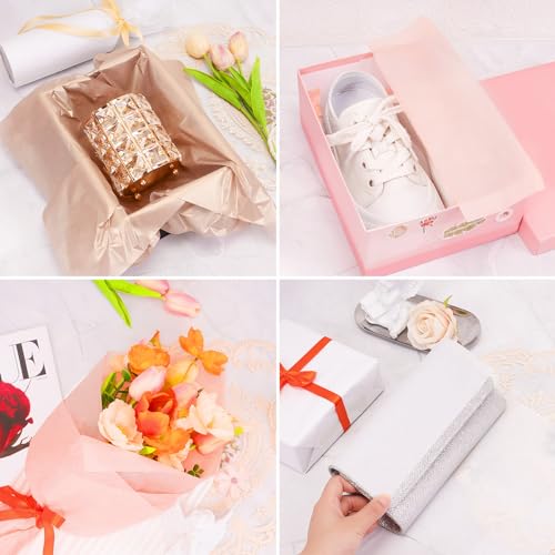 Image of Larcenciel Tissue Paper Gift Wrap, 30 Pcs Girly Pearlescent Pink Tissue Paper for Gift Bags Bulk, Delicate Glitter Wrapping Art Packaging for Birthdays, Weddings, Anniversaries, Crafts, 19.7x13.8inch
