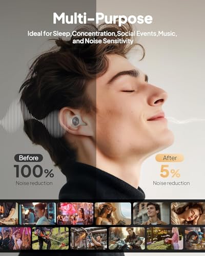 Image of Ear Plugs for Sleeping Noise Cancelling, Reusable Silicone Ear Plugs for Sleeping with 8 Eartips and Case, 45dB Noise Reduction, High-Fidelity Hearing Protection EarPlugs for Concert and Snoring,White