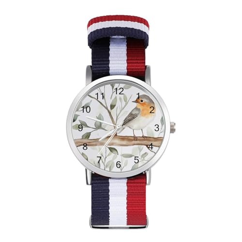 Robin Bird On Woods Funny Wrist Watches for Men Women Fashion Graphic Watch for Work Workout
