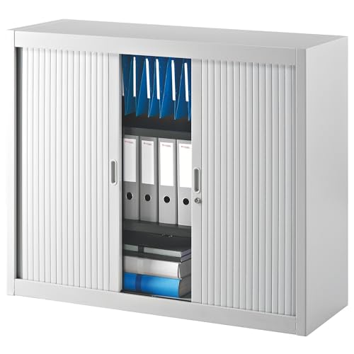 Générique Armoire Basse à Rideaux démontable Hauteur de comptoir 100 x 120 cm (Gris Clair)