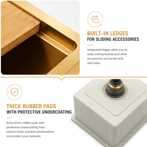 Image of Gold Bar Sink, 15 inch x 17 inch Stainless Steel Undermount Sink