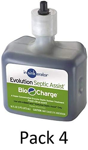InSinkErator CG Evolution Septic Assist Bio Charge Replacement Cartridge, 16-Ounces, Blue, 4 Pack