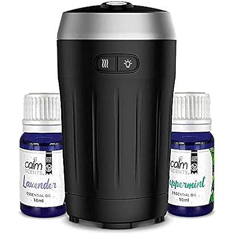 Ultrasonic Essential Oil Diffuser With Auto Shut-off for Vaporiser, Includes 2 x Calming Scents to Diffuse into the Car, Office or Home Cover