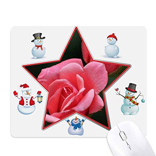 Tapis de souris de Noël roses rouges antidérapant et imperméable