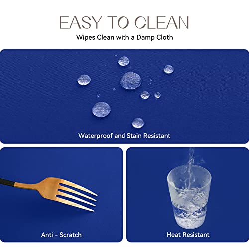 Romanstile Nappe ronde imperméable, résistante aux taches, lavable, sans plis en polyester pour table, couvre-tables pour cuisine, salle à manger, fête, mariage, intérieur et extérieur - Bleu, 122 cm