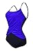 Zando Womens One Piece Swimsuit Tummy Control Swimwear Color Splicing Plus Size Swimsuits Bathing Suits Royal Blue 2XL (US 12-14)