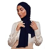 Voile Chic 8 Colors Navy Blue Premium Chiffon Wrap Head Scarf (Non-Slip)