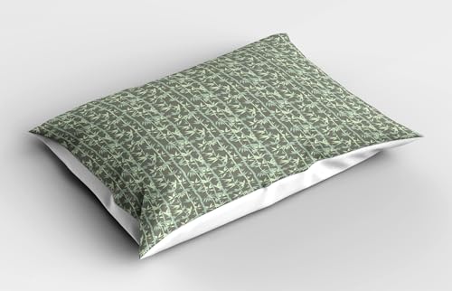 Ambesonne Nature Art Pillow Sham Set of 2, Botanical Themed Leaves and Branches Repetition Retro Concept, Quality Microfiber Bedding Item for All Seasons, 26