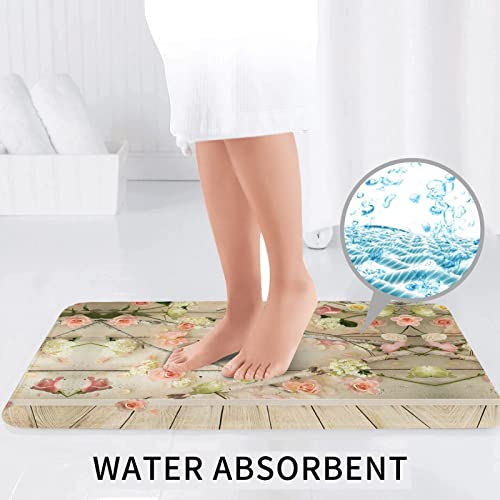 Tapis de bain douche absorbant doux lavable antidérapant imprimé floral - 8