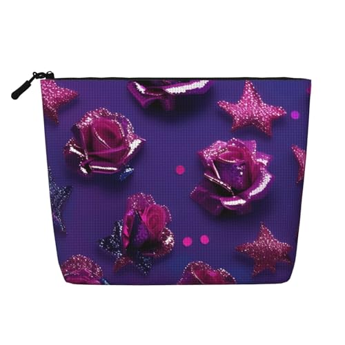 Trousse de toilette de voyage en faux chanvre à paillettes pour usage quotidien - Grande capacité - Résistante à l'eau