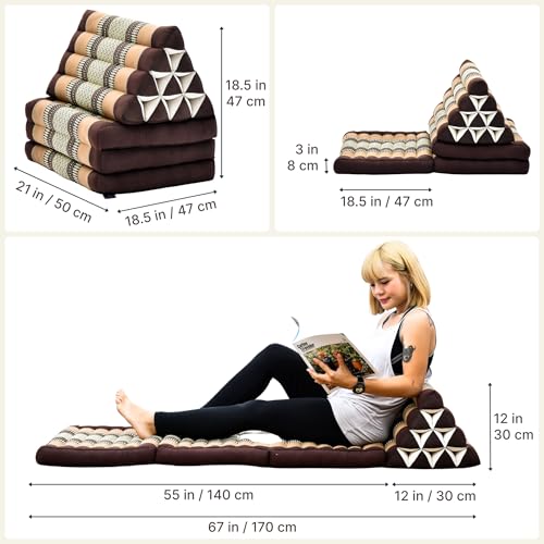 Image of Leewadee Thai Foldable Floor Mat 67 x 21 inches Kapok with Backrest