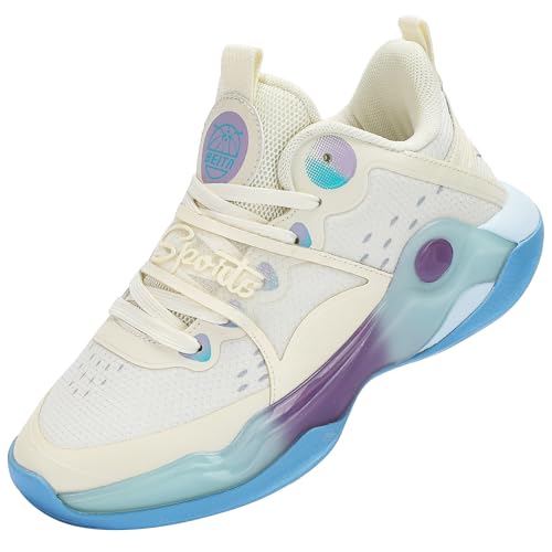 Image of Beita Basketball Shoes for Women Fashion Sneakers Sport Shoes Anti Slip Breathable, Beige, 7.5