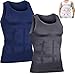 Mens Shapewear Tummy Control,shaperluv Tank 2.0 Mens Big and Tall,2PC Shaperluv Tank Tops for Men,Men's Body Shaper Vest Undershirt,Male Compression Tummy Control Shapewear 2025 Gray-Blue
