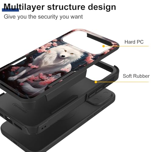KJFHDJFDH for iPhone 17 Pro Case,Dual Layer Hybrid Heavy Duty Rugged Shockproof Hard PC +Soft Silicone Protective Case for iPhone 17 Pro 6.3" 2025,Fox and Flowers - image 2