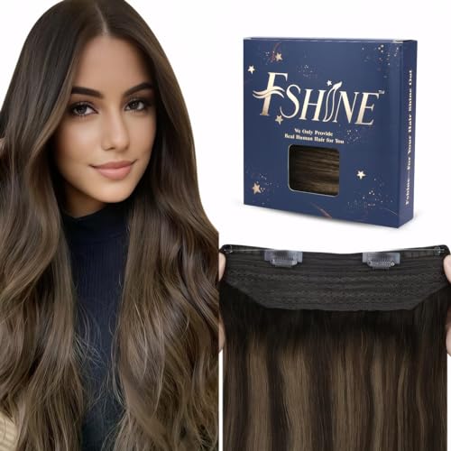 Fshine Wire Hair Human Hair Extensions Balayage Dark Brown to Chestnut Brown Wire Hair Extensions Real Hair 18 Inch Real Secret Wire Human Hair Extensions 80g