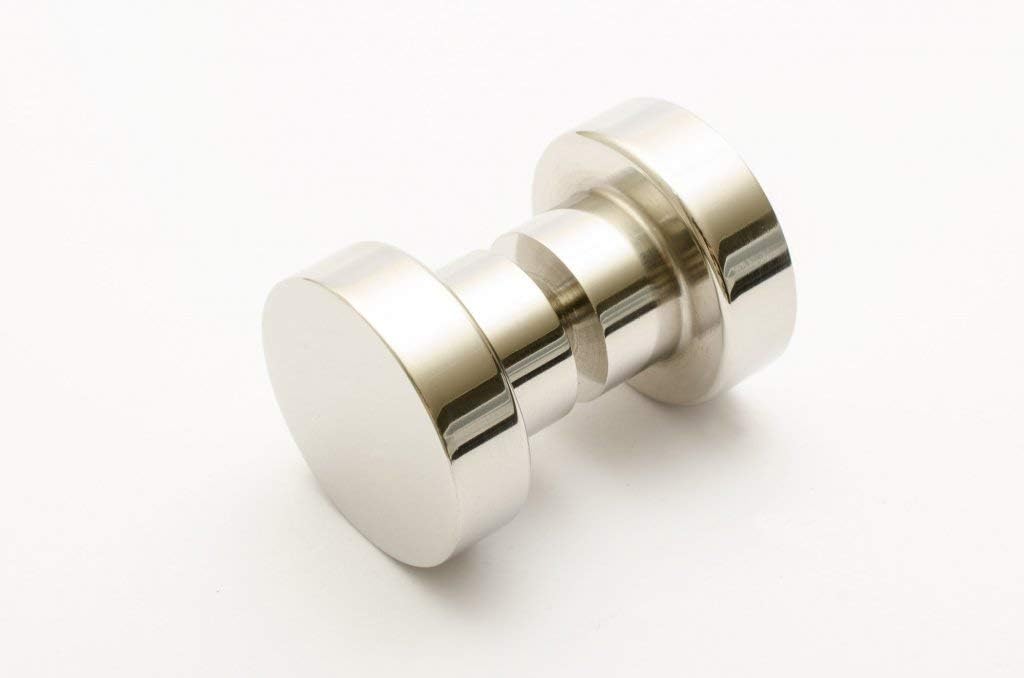 Round Style Back-to-Back Shower Door Knobs Glass Shower Door Handle (2" Large, Brushed Brass)