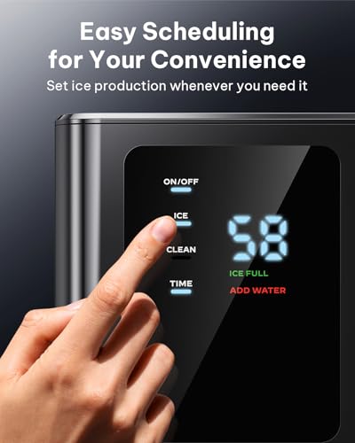 Image of Silonn Nugget Ice Maker with 3L Removable Tank and 12H Timer, Black | 40 lbs /24H output, ice in 8 mins, soft chewable nugget ice, 40 dB quiet operation, self-cleaning, clear basket
