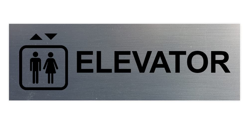 Basic Elevator Sign (Brushed Silver) - Medium