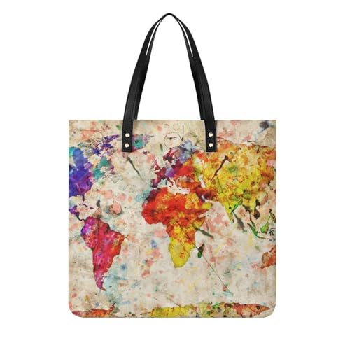 Tote bag pour voyage peinture carte grand sac à main shopper femme