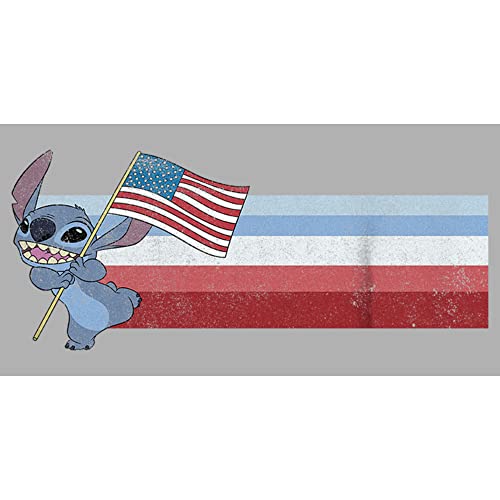 Disney Lilo & Stitch Flag Stitch Boy's Crew Tee Athletic Heather Small - 3