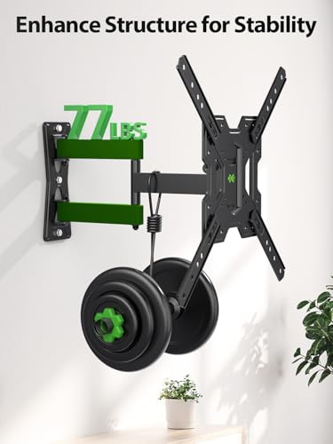 USX MOUNT UL Listed Full Motion TV Mount, Swivel Articulating Tilt TV Wall Mount for 26-65 Inch LED, 4K, Wall Mount Bracket with VESA 400x400mm Up to 77lbs, Perfect Center Design -XMM006-1 - Image 6