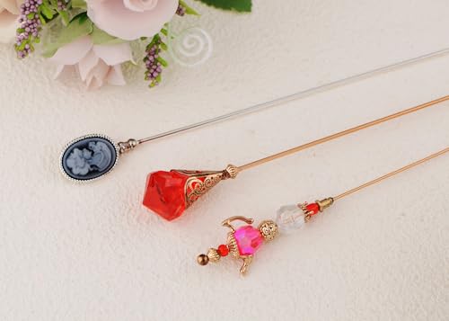Image of Alilang Classic Vintage 3Pcs Hat Brooch Pin Set with Rhinestone and Pearl Accents for Scarves and Hats Lapel Pin Accessories
