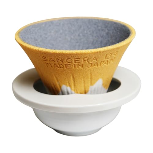IPPINKA Mt. Fuji Keramik-Kaffeefilter, hergestellt in Japan, wiederverwendbar, Gelb