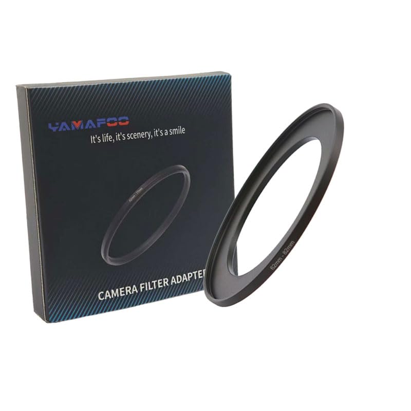 YAMAFOO 62mm to 82mm Step-Up Ring/Step Down Rings Filter Adapter for All Brands UV ND CPL Metal Ring Step-Up Rings Adapter Filter,Black (62-82)