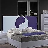 ONEK-DECCO Cabecero de Cama Mod.Ying Yang tapizado en Polipiel, Blanco-Morado)