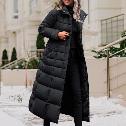 Womens Fashion Hooded Coat 2025 Quilted Long Puffer Jackets Waterproof Warm Winter Maxi Length Parka Coats Down Jacket3