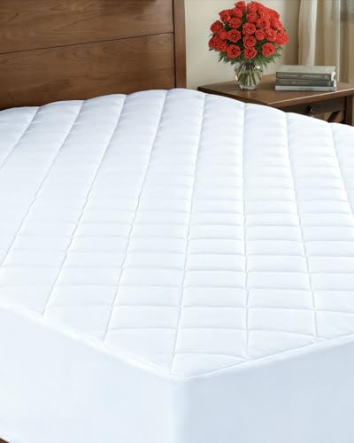 Quilted Fitted Mattress Pad Twin XL Size - Elastic Fitted Mattress Topper Protector & Cover -...