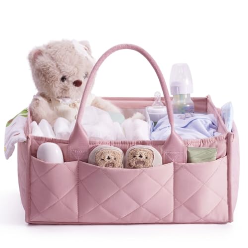 Image of CEI-CEI Baby Diaper Caddy Organizer with Handle, Large Portable Nursery Storage Basket for Newborn Essentials, Changing Table and Car Organizer, Gift for Baby Shower