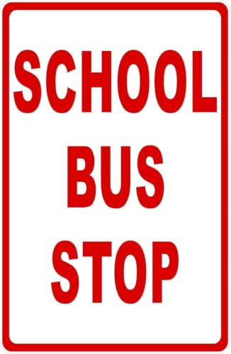 Vintage Metal Sign School Bus Stop Mark Notice, 8"x12" Public