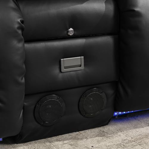URRED Power Loveseat Recliner Sofa with Massage and Heat, Wall Hugger Reclining Loveseat with Console, RV Couch Home Theater Seating with LED Lights for Living Room (Black, 67" - 2 Seats) - Image 9