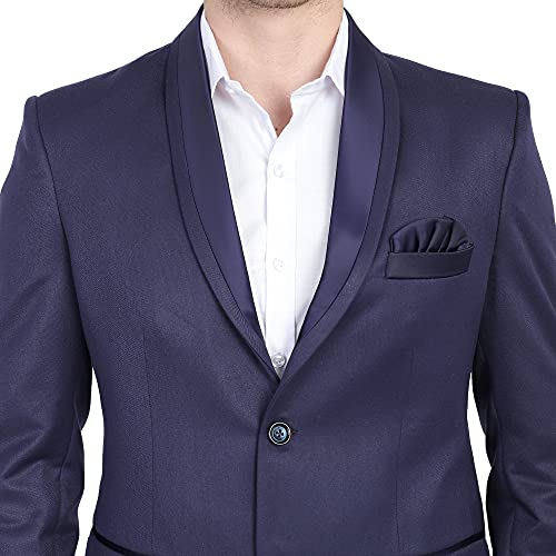 Image of TAHVO Men Blue Tuxedo Blazer with Hanky for Men /Formal Blazer for Men Stylish /Coat for Wedding /Blazers for Men Stylish Wedding