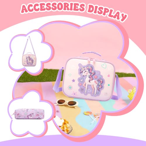 ZBAOGTW Kids Backpacks for Girls,School Backpack for Girls with Lunch Box Set Cute Unicorn Kids Bookbag for Girl Lightweight Travel Daypack Birthday Christmas for Girl by ZBAOGTW - Used condition - Image 5