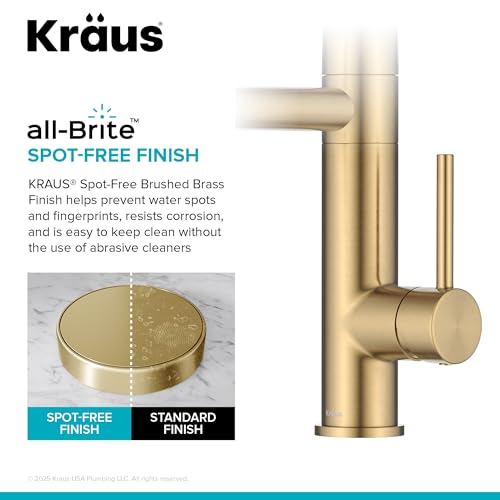 KRAUS Artec Pro Commercial Style 22-Function Single Handle Pull Down Kitchen Faucet with Pot Filler in Spot-Free Brushed Brass, KPF-1605BB by Kraus - Used condition - Image 7