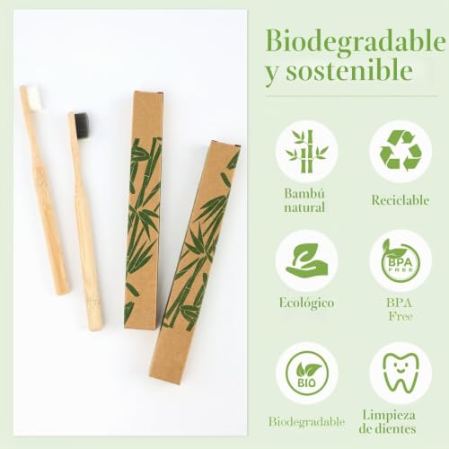 Miniatura 3 de Daletu Cepillo De Dientes Bambu 4 Palos, 20.000 Nano Cerdas Ultrasuaves, Reutilizables, Biodegradables, 100 Libres De Bpa, Poder De Limpieza Profunda Para Personas Con Encías Sensibles