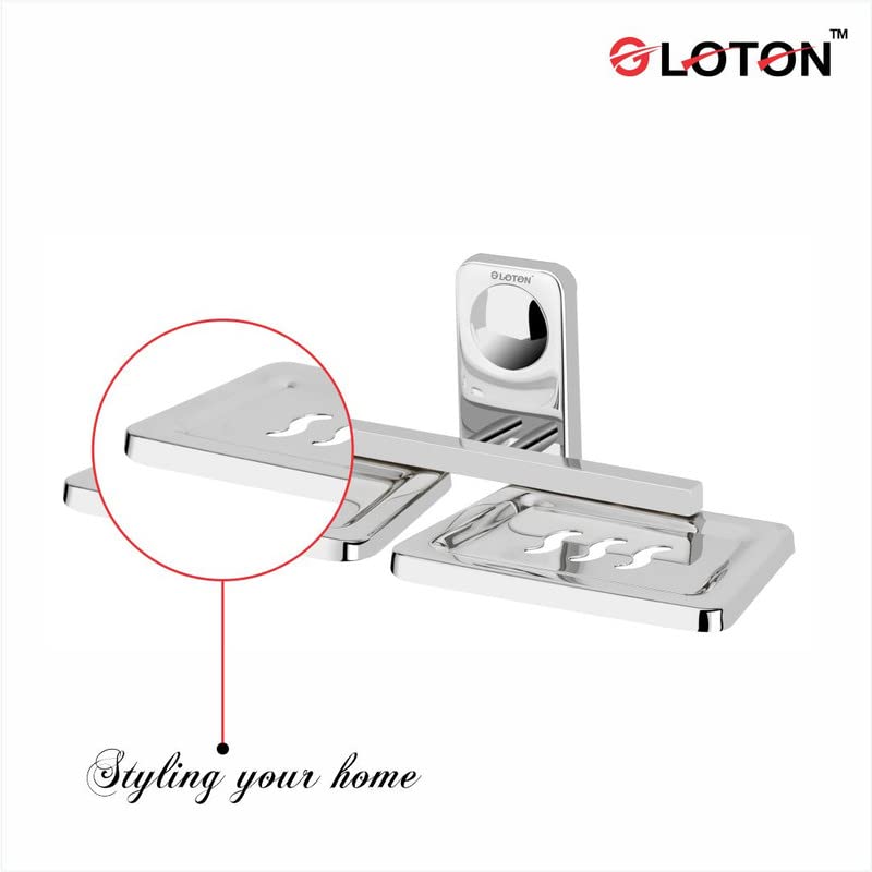Image of GLOTON Square Wall-Mounted Stainless Steel Toothbrush Holder with Soap Dish & Tumbler Stand - Soap and Brush Organizer for Bathroom, Toothbrush Stand, Durable Bathroom Fittings & Accessories