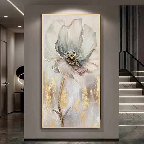 Cuadro de flores doradas para salón moderno: lienzo elegante de 50x100cm 7