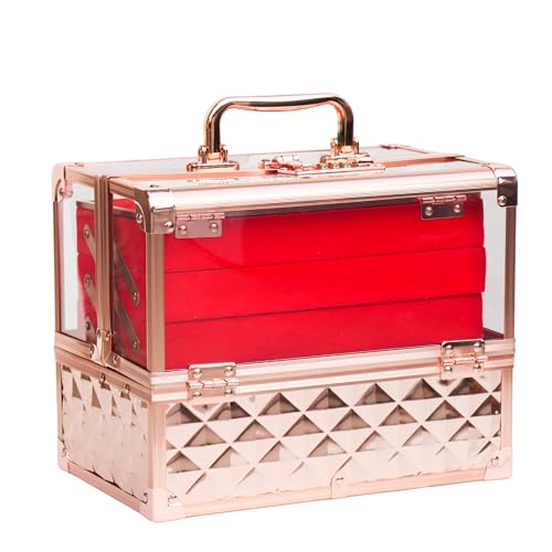 Image of Adson Professional Beauty Make Up Cosmetic Vanity Box /Case 4 Trays with Mirror (Multi)