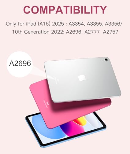 Image of Harvopu Compatible for iPad 11th 10th Generation Case with Keyboard, Folio Cover with Pencil Holder, Multi-Touch Trackpad, 7 Color Backlit, Detachable Keyboard for iPad (A16) 11th /10th Gen(Light Pink) | with Pencil Holder