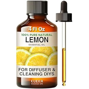 Kukka Lemon Essential Oil – Huge 4 Fl Oz – 100% Pure Natural Lemon Oil for Skin Cleaning Diffuser & DIY – Natural Lemon Essence Oil for Aromatherapy Soap Making Scent & More