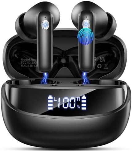 2026 Bluetooth Kopfhörer, Kopfhörer Kabellos Bluetooth 5.4, 56 Std Spielzeit In Ear Kopfhörer mit 6 ENC Noise Cancelling Mics, IP7 Wasserdicht Kabellose Kopfhörer HiFi Stereo, Ohrhörer mit LED-Anzeige