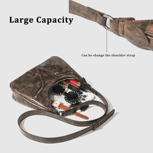 Image of Women's Y2K Purse Shoulder Bag Top Handle Handbag Small Punk Hobo Clutch Purses Bags Trendy Trendy Leather Buckle Punk Purses