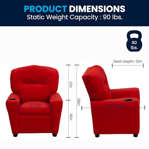 image for Flash Furniture Chandler Microfiber Kids Recliner With Cup Holder And 