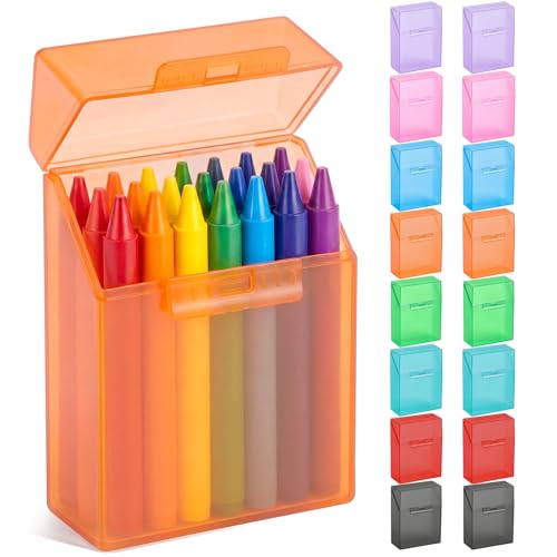 Image of Clabby 16 Pcs Clear Plastic Crayon Boxes Hold 24 Count, Colorful