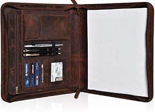 Leather Portfolio for Men Women - Leather Professional Folder with Laptop Sleeve
